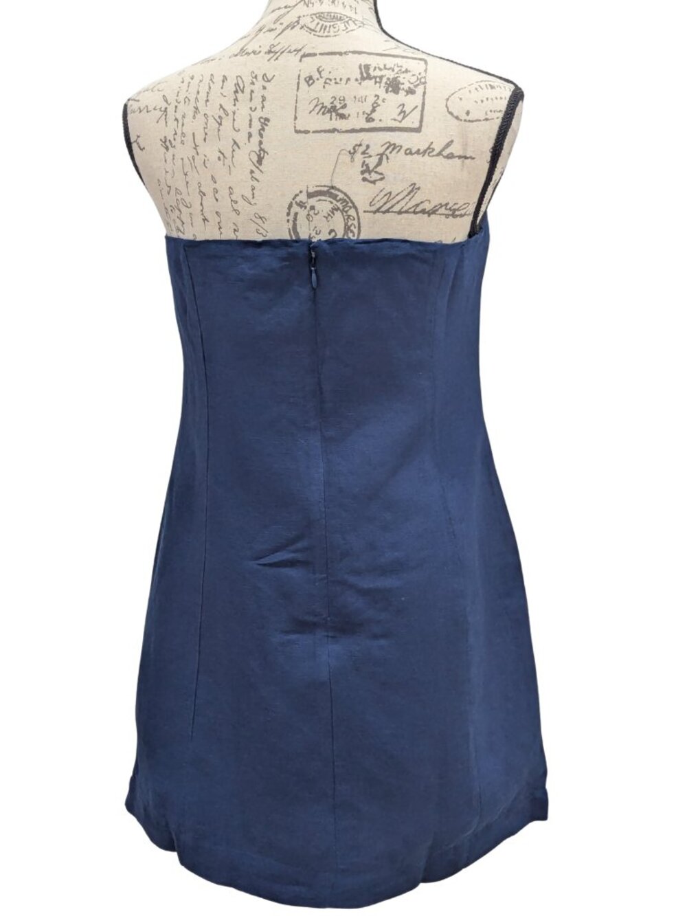 French Connection Strapless Linen Mini Dress Navy 10 NWT - Picture 4 of 13